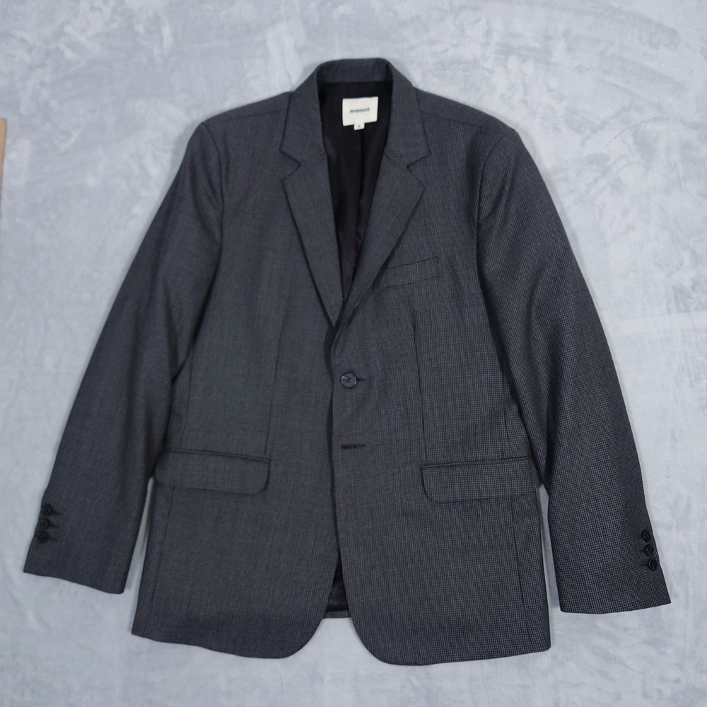 NOYOCO Wool Blazer Mens M Gray Houndstooth Notch Two Button Sports Coat Clint